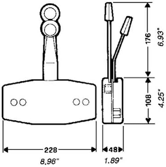 Ultraflex 58639 B47 Schaltkasten mit zwei Hebeln, hellgrau