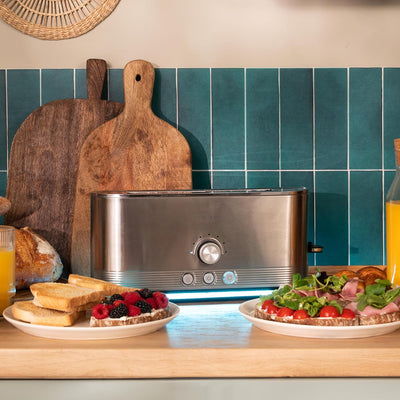 Cecotec Vertikaler Toaster aus Edelstahl mit langem Schlitz Shine&Toast Extra. 1050W, Kapazität für