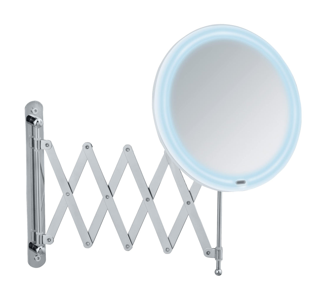 WENKO LED Teleskop-Wandspiegel Barona, Kosmetikspiegel mit LED-Beleuchtung, Schminkspiegel mit auszi