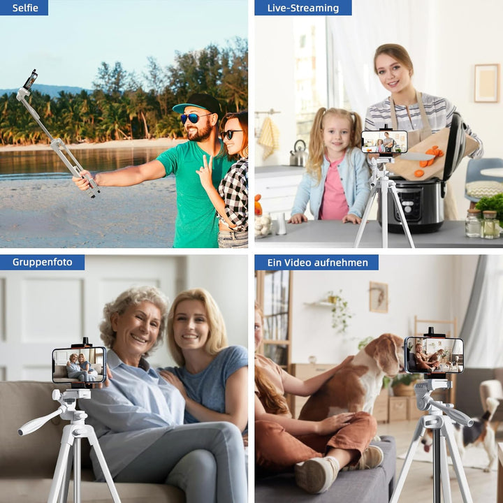 GEEKOTO Stativ für Smartphone, Einstellbar 55-Zoll Handy Stativ mit 360-Grad-Panorama-Drehplattform