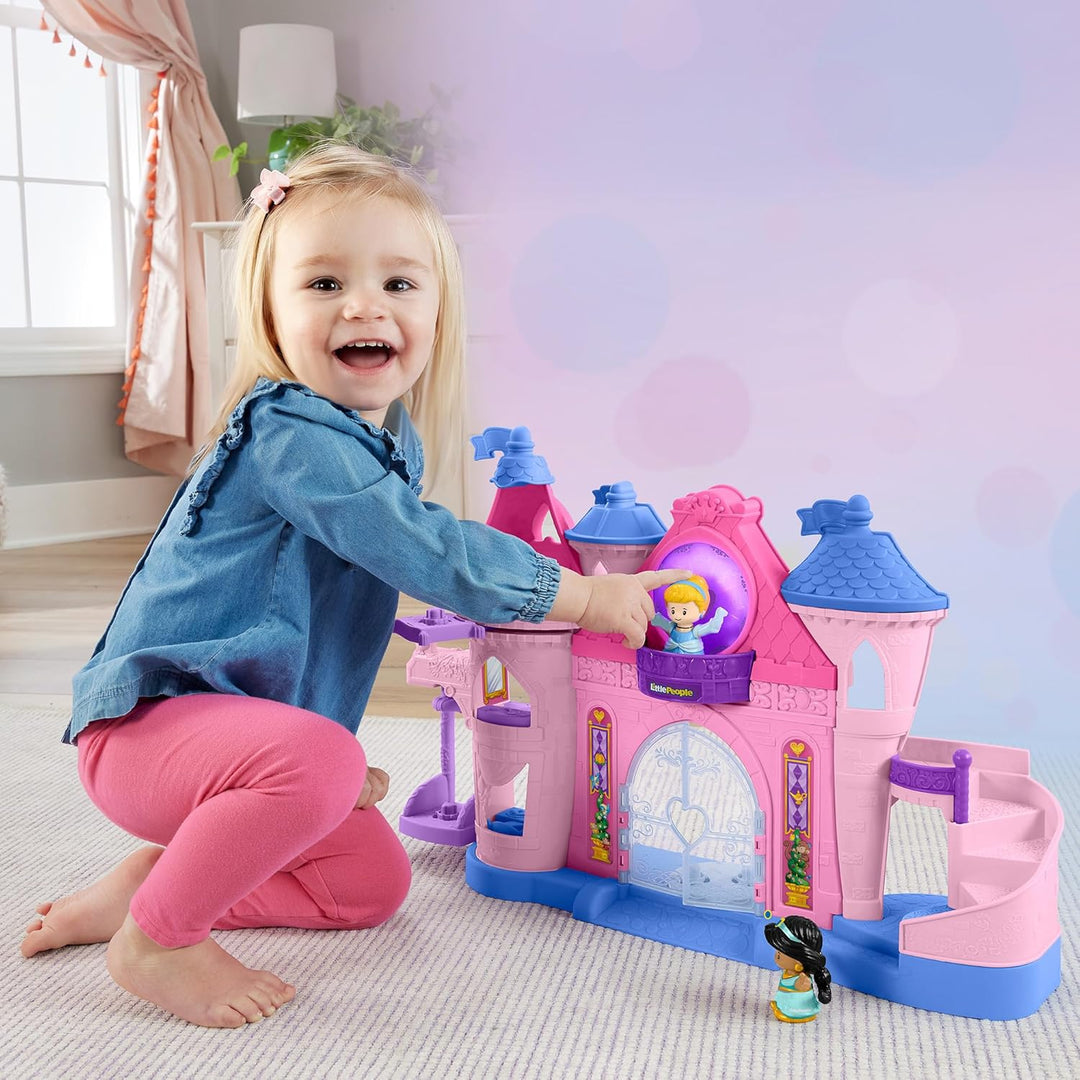 FISHER-PRICE Disney-Prinzessin Magische Lichter und Tanz-Schloss von Little People - Spielset mit Li