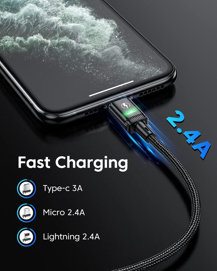 Kuulaa Magnetisches USB Ladekabel, Schnelles Laden/Datenübertragung mit 3-in-1-Ladespitzen, USB Kabe