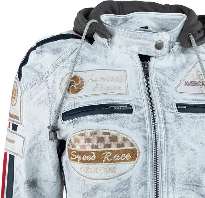 URBAN 5884 Motorradjacke Damen Mit Protektoren, Damenjacke aus Lammleder, Protektoren für Rücken, Sc