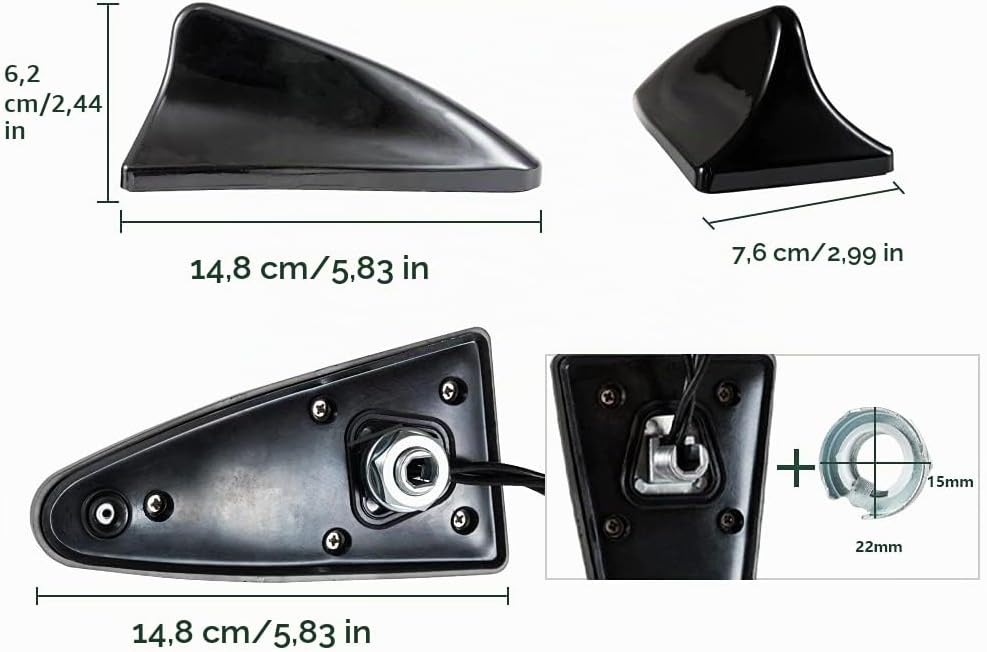Vecys DAB DAB+ FM/AM GPS Autoantenne Haifischflosse Autoradio Antennensignalverstärker SMA zu SMB zu