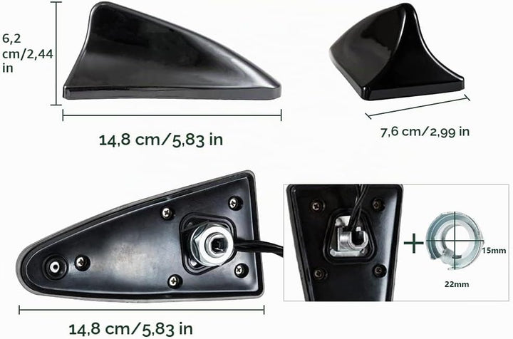 Vecys DAB DAB+ FM/AM GPS Autoantenne Haifischflosse Autoradio Antennensignalverstärker SMA zu SMB zu