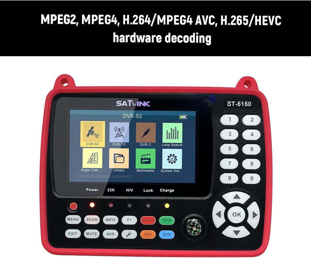 VISLONE Satelliten Finder, ST-5150 DVB-S2 / T2 / C COMBO Satelliten-TV-Signalfinder Digitaler Handsi