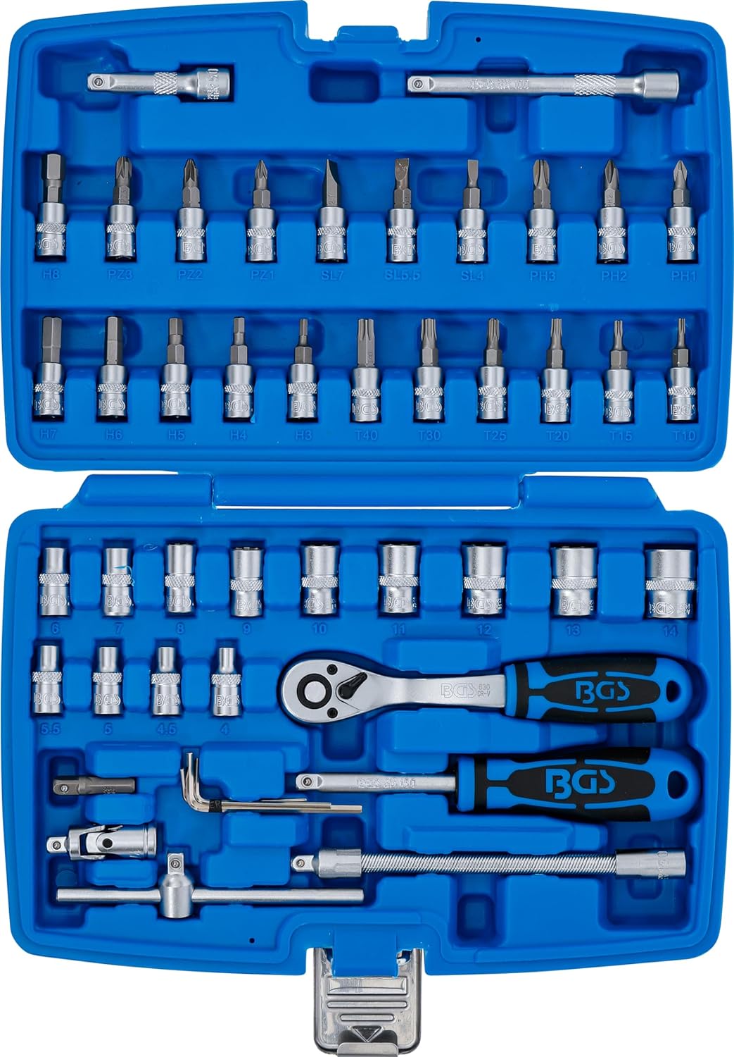 BGS 2145 | Steckschlüssel-Satz | Antrieb 6,3 mm (1/4") | 46-tlg. 46-tlg., ohne Bohrung, 46-tlg., ohn