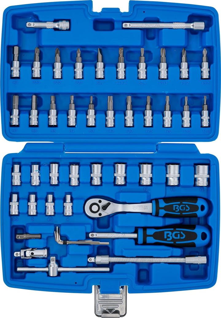 BGS 2145 | Steckschlüssel-Satz | Antrieb 6,3 mm (1/4") | 46-tlg. 46-tlg., ohne Bohrung, 46-tlg., ohn