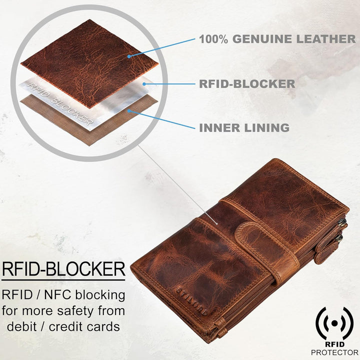 STILORD 'Alyssa' Portemonnaie Handy Leder Damen Reisebörse RFID Geldbörse mit Handyfach ideal für 6,