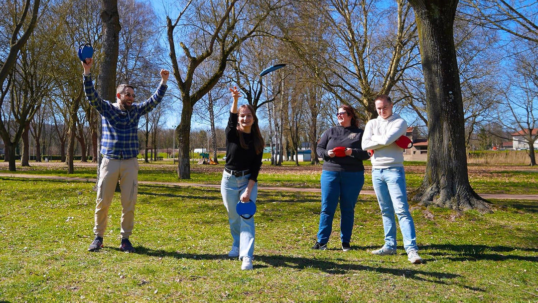 Bandjo – Swoobee – Gesellschaftsspiel – Geschicklichkeitsspiel – im Freien und im Innenbereich – lei