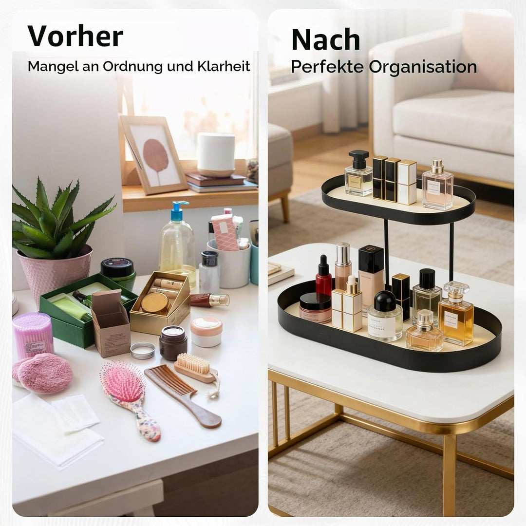 Parfüm Organizer 2-stöckig, Schminktisch Make Up Organizer, Elegantes Modernes Parfüm Regal aus Meta