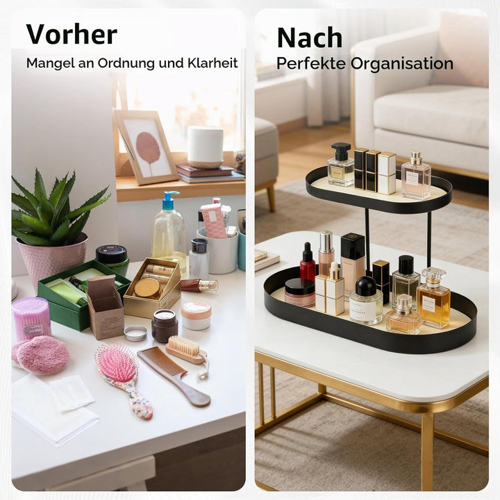 Parfüm Organizer 2-stöckig, Schminktisch Make Up Organizer, Elegantes Modernes Parfüm Regal aus Meta