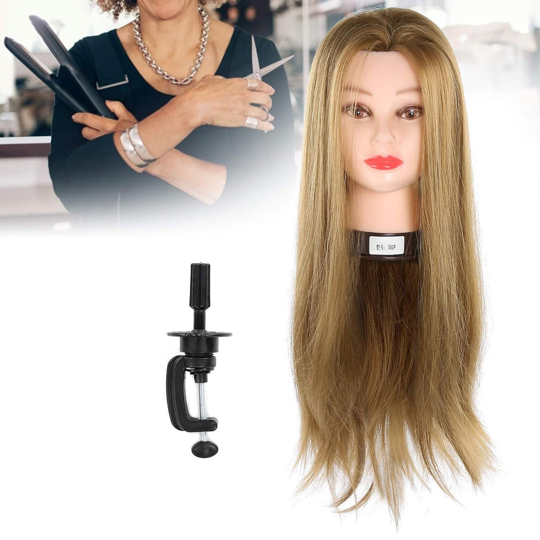 Frisierkopf mit Haaren, Tragbarer 25-Zoll-Übungskopf aus dunkelbraunem Echthaar, Kosmetik-Schaufenst