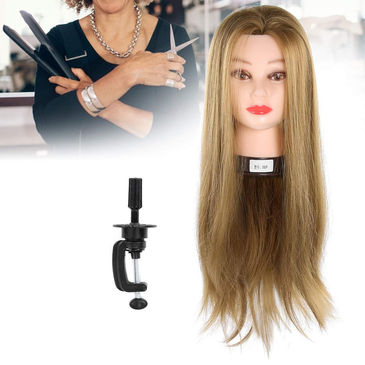 Frisierkopf mit Haaren, Tragbarer 25-Zoll-Übungskopf aus dunkelbraunem Echthaar, Kosmetik-Schaufenst