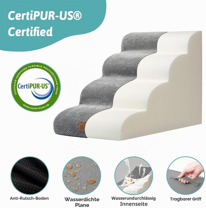 Hundetreppe für Kleine Hunde 50cm, Haustiertreppe für Bett aus Hochdichtem Schwamm, Hunde Treppe Hun