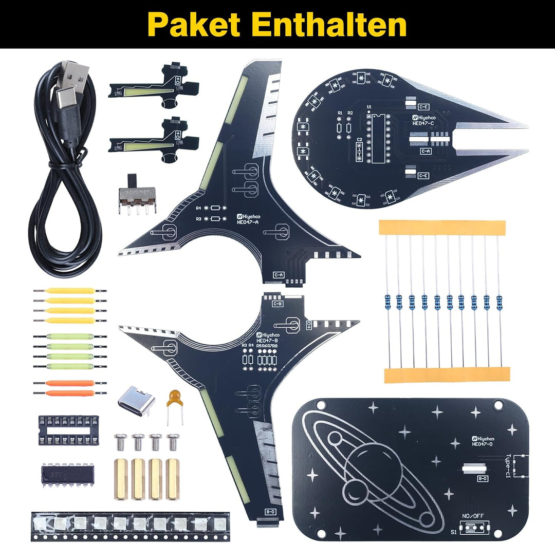 DONGKER Löt Bausatz, Raumschiff Styling RGB LED Licht Löten Übungssatz, DIY Lötprojekt Lampen Bausat