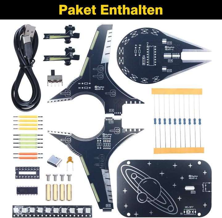 DONGKER Löt Bausatz, Raumschiff Styling RGB LED Licht Löten Übungssatz, DIY Lötprojekt Lampen Bausat