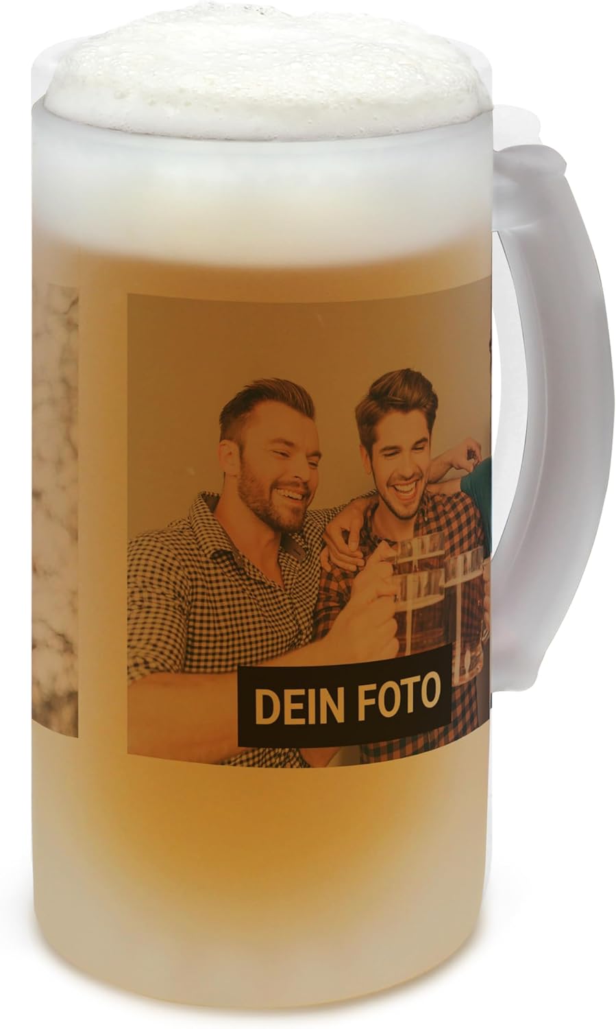 PhotoFancy® - Glas-Bierkrug mit eigenem Bild - Personalisiertes Bierglas mit eigenem Foto selbst ges
