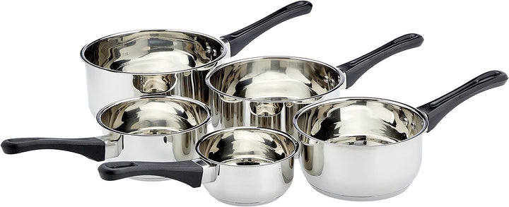 Kamberg – 0008076 – Set aus 5 Stieltöpfen 12/14/16/18/20 cm – Hochwertiger Edelstahl – Hitzeschutzgr
