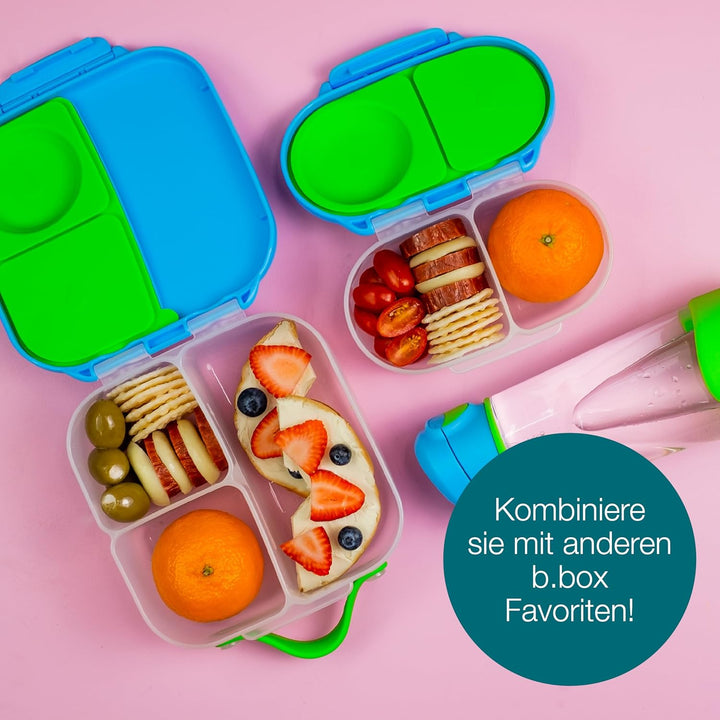 b.box Mini Brotdose für Kinder mit Fächern | Bento Box, 3 Fächer (2 Auslaufsicher) | Lunchbox für Ge