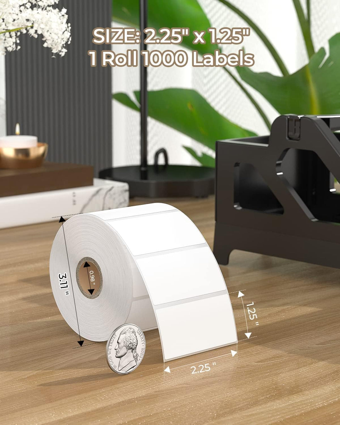 MUNBYN 57x32mm Thermodirekt-Etiketten, Selbstklebend Adressaufkleber, BPA&BPS Freies Quadratisches E