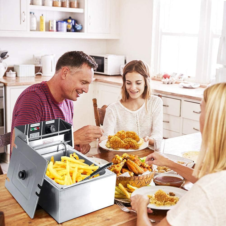 Friteuse mit Fett, 2200W Profi Fritteuse Edelstahl Semiprofessionelle Friteuse mit Öl Testsieger Ele