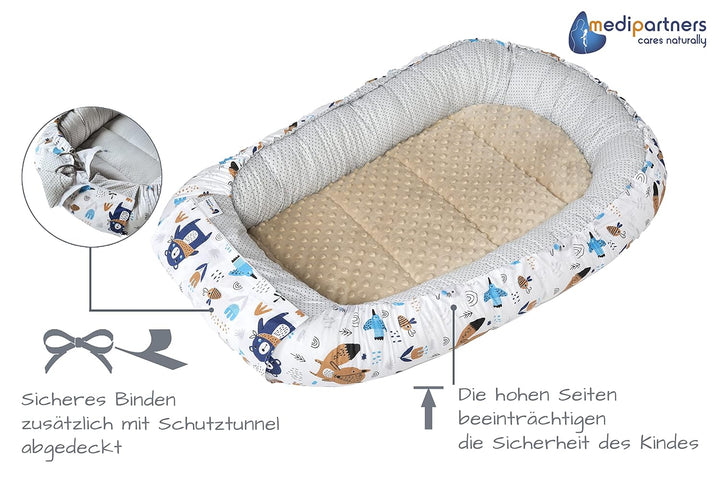 Medi Partners 5 teilig Babynestchen Set Babynest 100x60x15 herausnehmbarer Einsatz Bett Kuschelnest