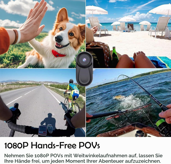OBEST Mini Action Cam Nachtsicht 360 Action Kamera Bodycam mit 0,85 Display, 1080P Vlog POV Camera M