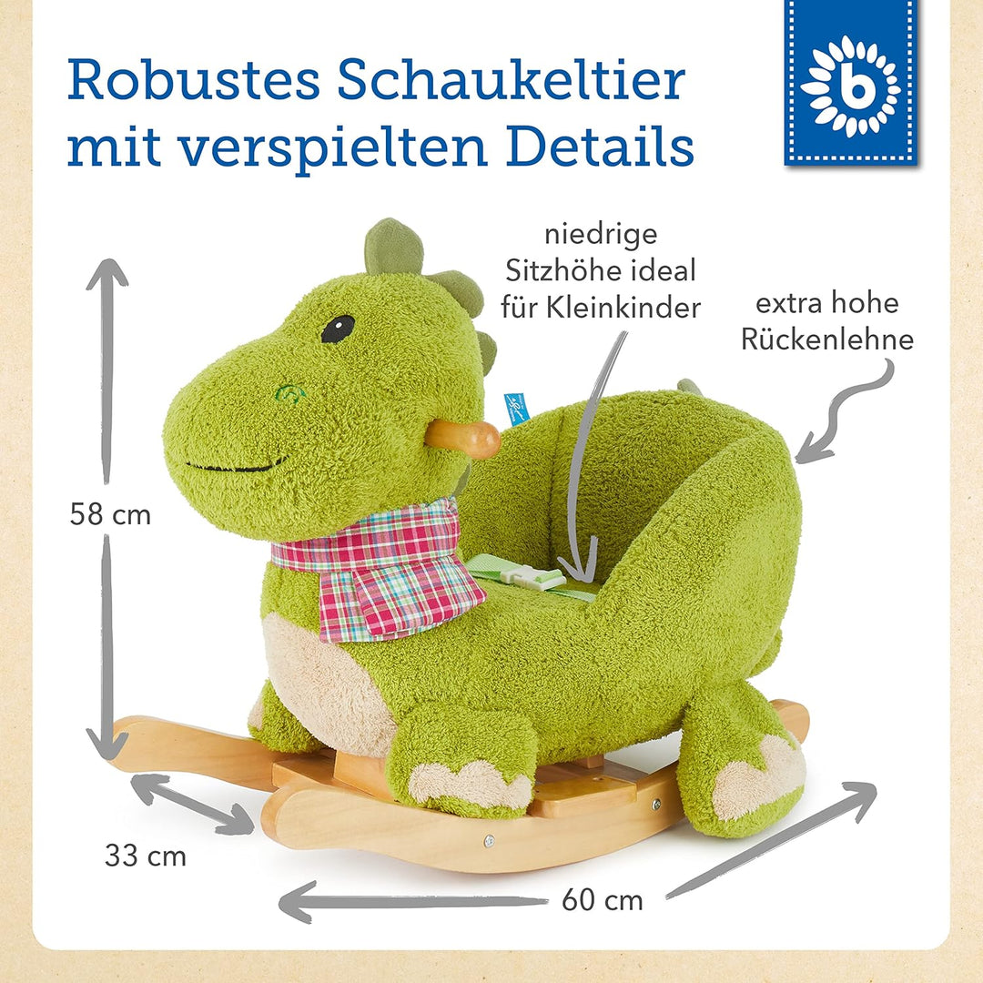 Bieco Plüsch Schaukeltier Dino | Kinder Schaukelstuhl mit Sicherheitsgurt | Baby Schaukel | Schaukel