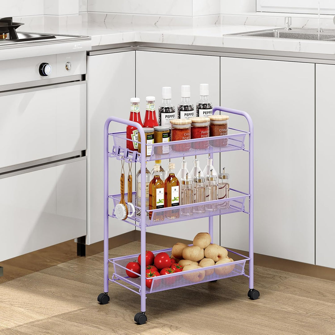 Urackify 3-stöckiger Rollwagen, Multifunktionaler mobiler Küchenwagen für Bad, Küche & Waschküche. R