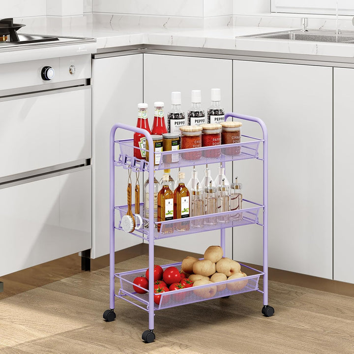 Urackify 3-stöckiger Rollwagen, Multifunktionaler mobiler Küchenwagen für Bad, Küche & Waschküche. R