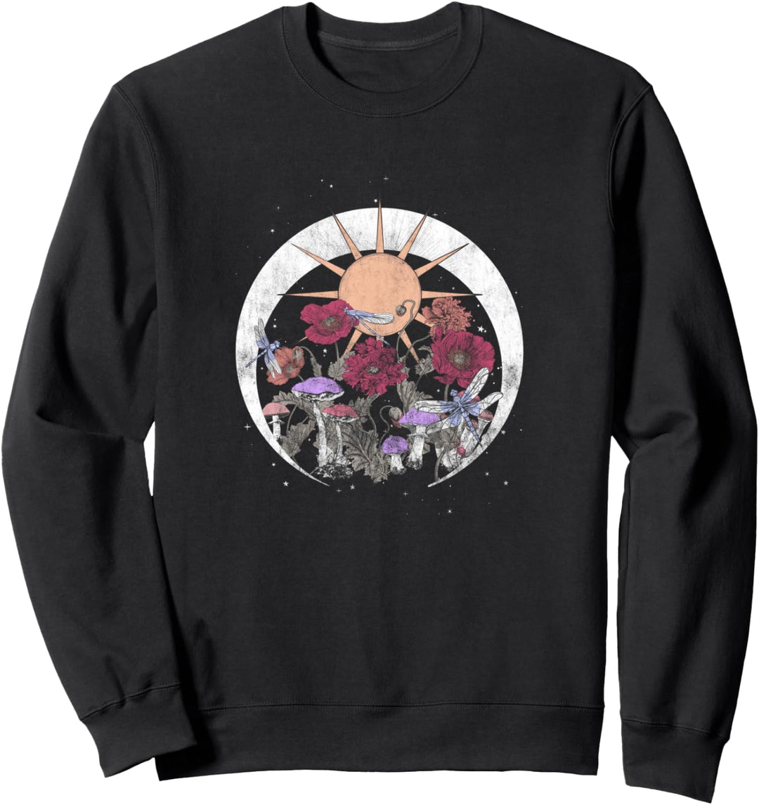 Flowers & Dragonflies Sun Moon Stars Sweatshirt