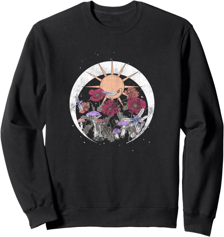 Flowers & Dragonflies Sun Moon Stars Sweatshirt