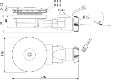 Wirquin 30720138 Duschabfluss, extra flach D90