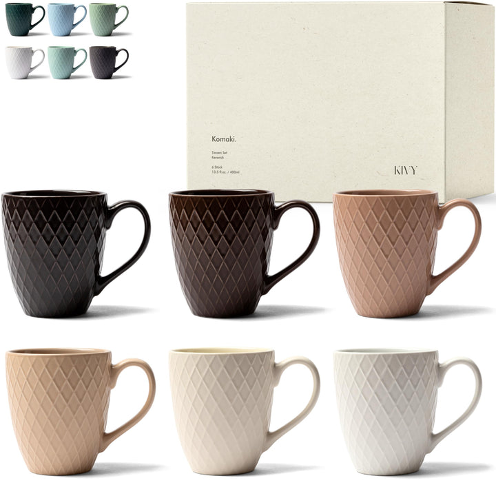 KIVY Tassen Set 6er x 400ml - Grosse Kaffeetassen Set 6er - Kaffeetasse gross - Teetassen - Kaffee T