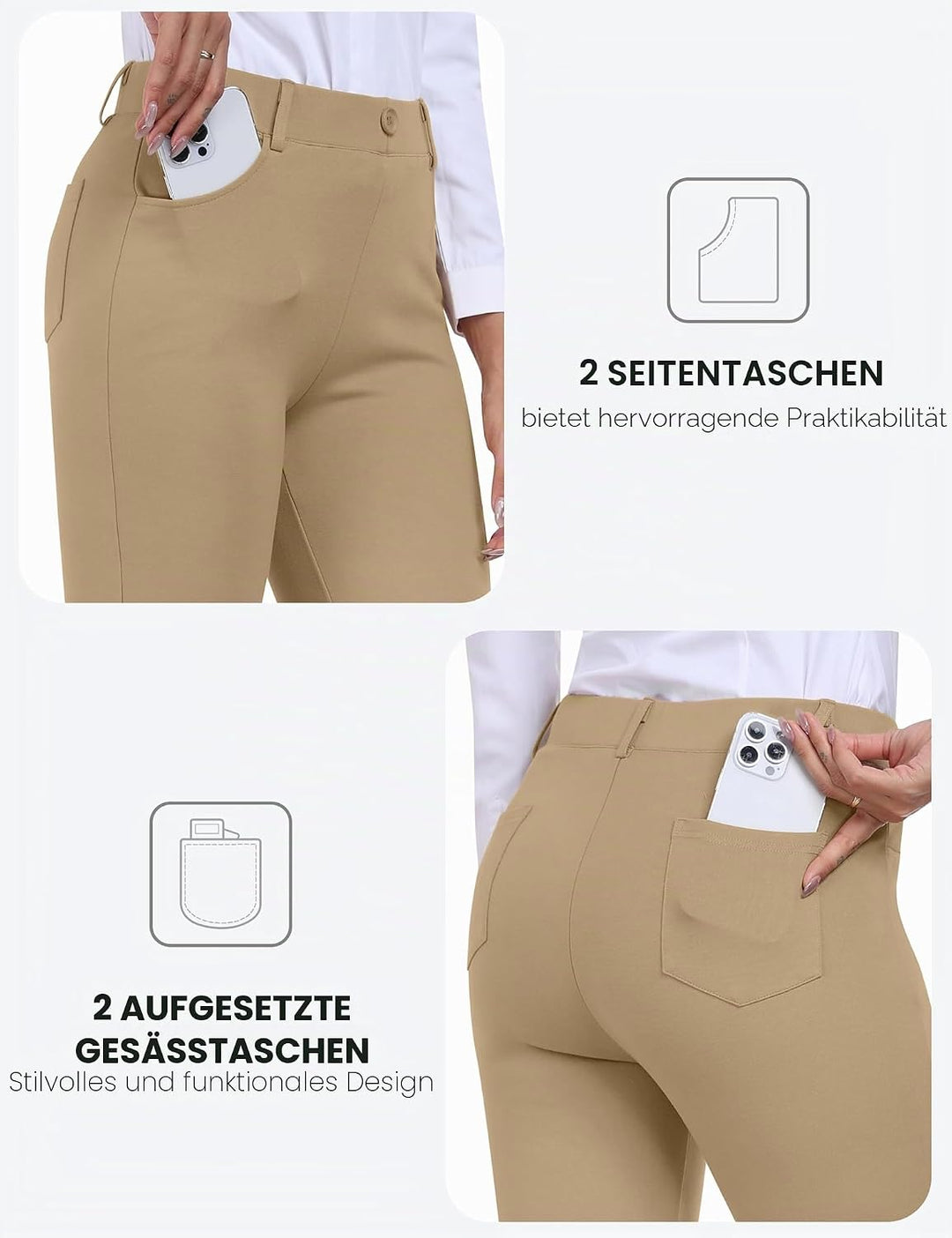 AjezMax Damen Golfhosen Capri Business Hose Elegante Hosen Atmungsaktiv Yoga Büro Anzughosen Elastis