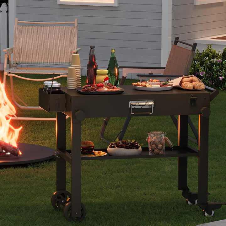 GarveeLife Mobiler BBQ Grillwagen für Blackstone Griddle 17"/22" – Faltbarer Edelstahl Grilltisch mi