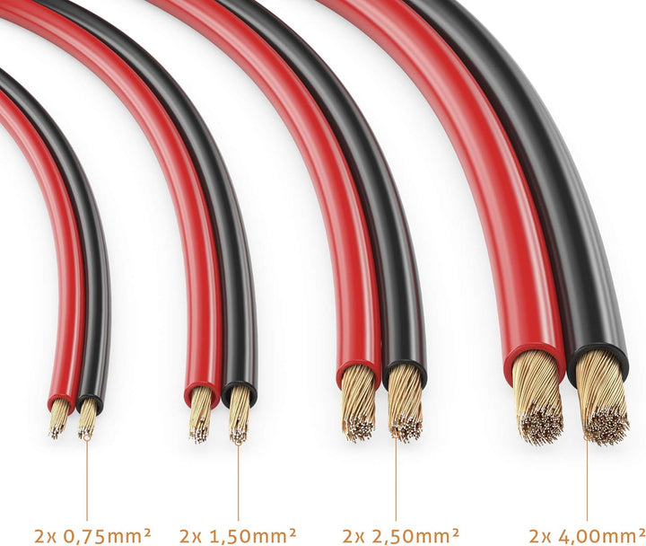 Sonero® 100 Meter 2x2,50mm² CCA Lautsprecherkabel/Boxenkabel, Farbe: rot/schwarz 2x2,50mm² 100m rot/
