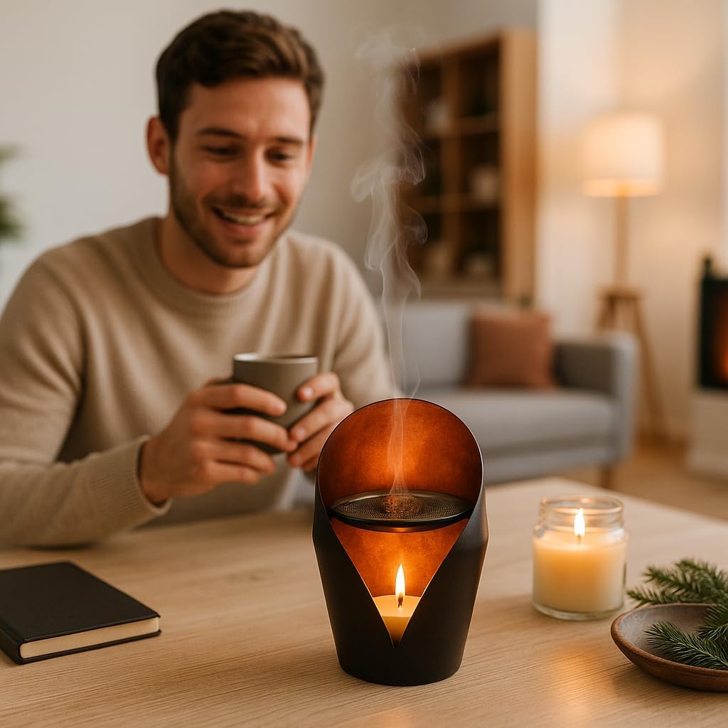 Weihrauchbrenner und Windlicht Merath Bronce, Kupfer antik foliert, DM 10,5 cm