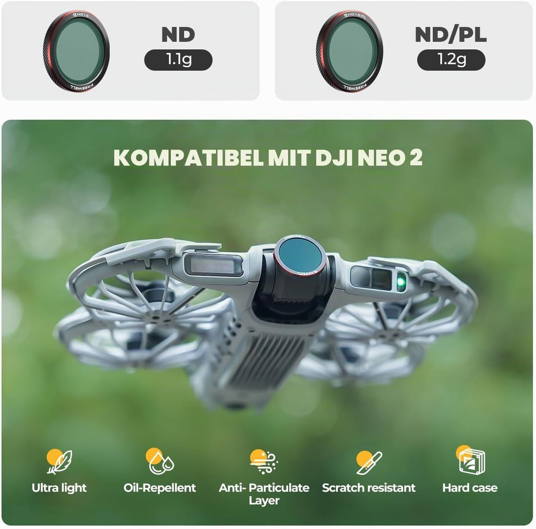 Freewell Magnetische ND-Filter für DJI Neo 2 – inklusive ND8, ND16, ND32 für präzise Belichtungssteu