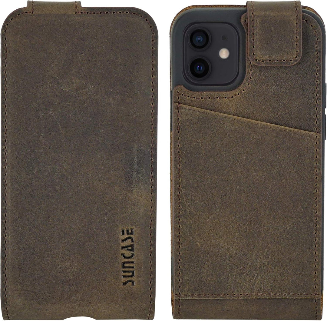 Suncase Original Flip-Style (Ultra-Slim) kompatibel mit iPhone 12 Mini (5.4") Hülle Ledertasche Tasc