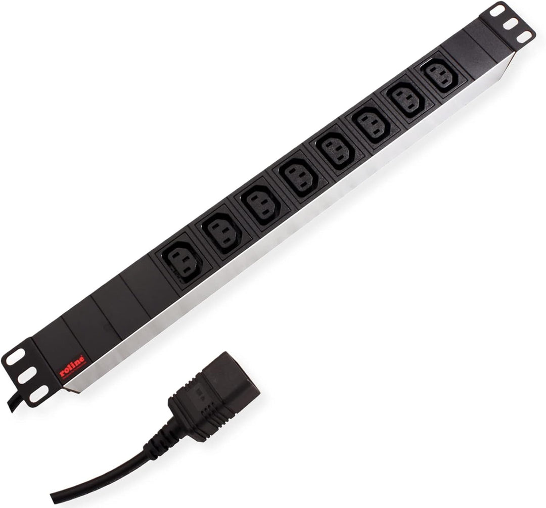 ROLINE 19"-Steckdosenleiste 8fach C13 + C20-Stecker, Aluminium, 2 m
