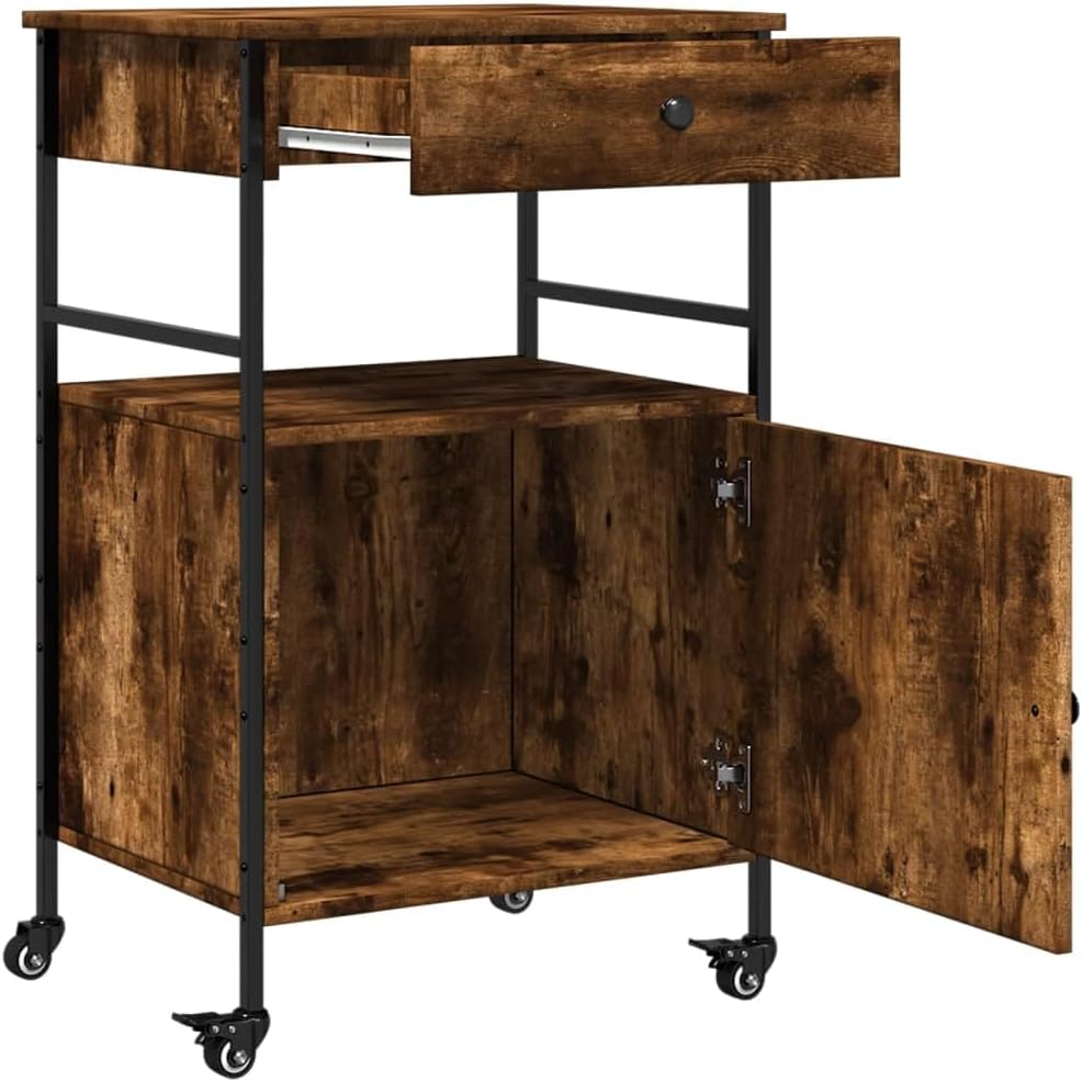 vidaXL Küchenwagen Räuchereiche 56x43x89,5 cm Holzwerkstoff, Räuchereiche