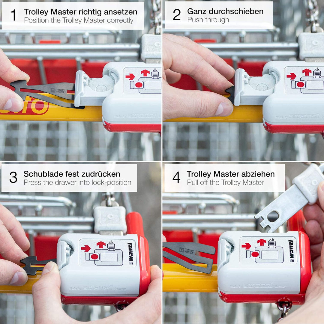FABACH Trolley Master Stainless Steel Series - Edelstahl Einkaufswagenlöser Schlüsselanhänger für AL