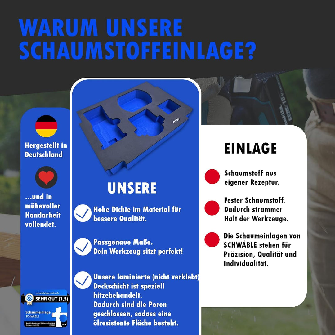 SCHWÄBLE® Schaumeinlage Schaumstoffeinlage für Makita Akku-Ausbläser DAS180