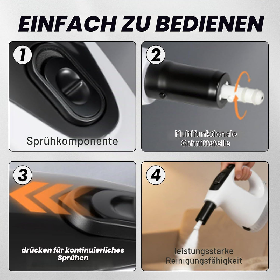 Multifunktionaler Dampfreiniger &amp; Dampfbesen, 1200W 2-in-1 mit abnehmbarem Handdampfreiniger, 3 Damp