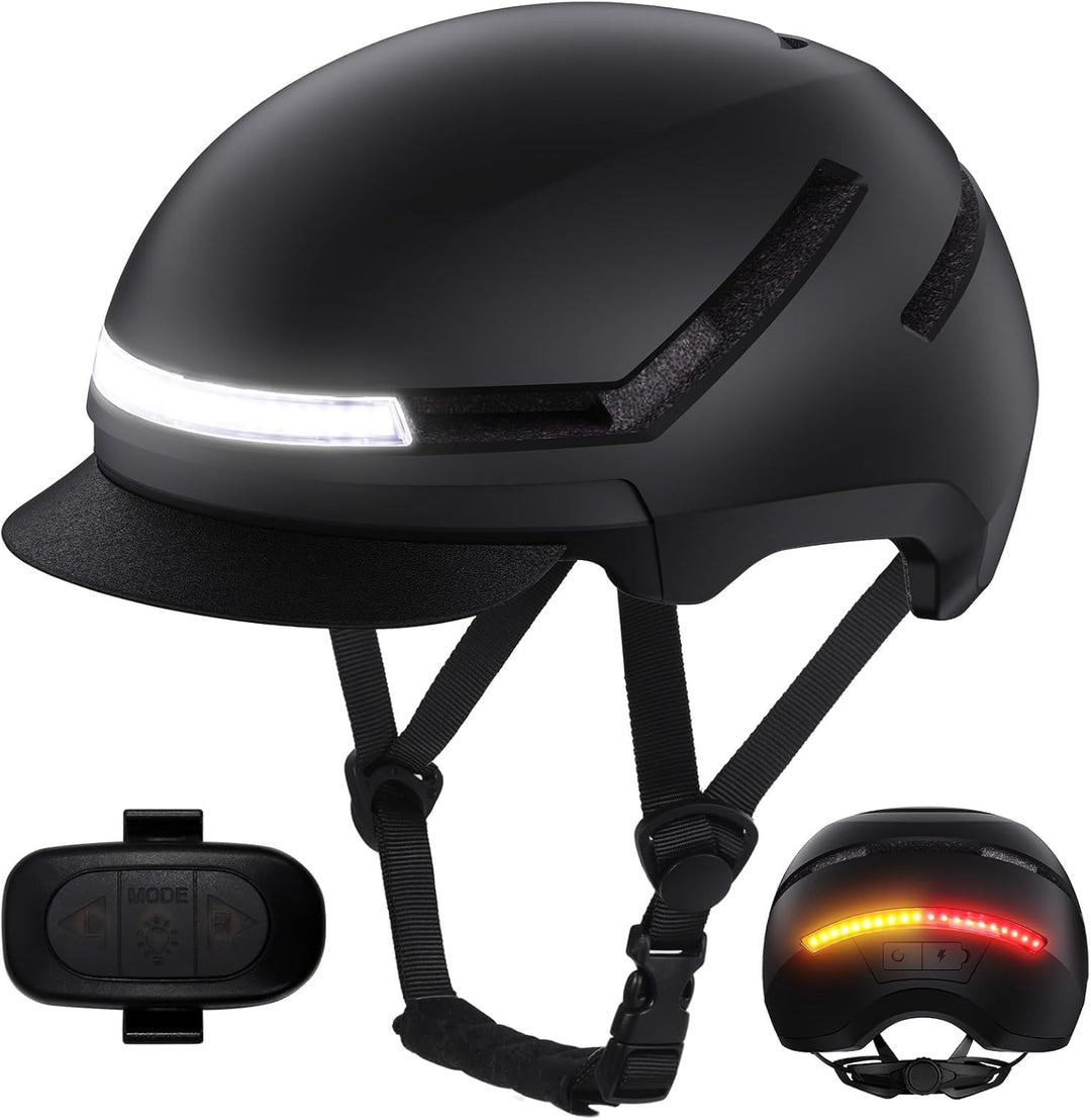 KINGLEAD Fahrradhelm mit LED Blinker & Fernbedienung, NTA 8776 & CE Zertifiziert, Front- und Rücklic