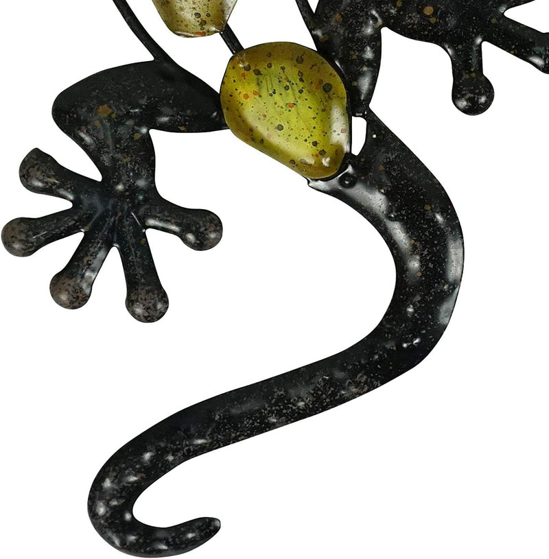 Liffy 2 Stück Metall Eidechse Wandkunst Garten Outdoor Gecko-Wanddekoration Statuen Skulpturen für Z