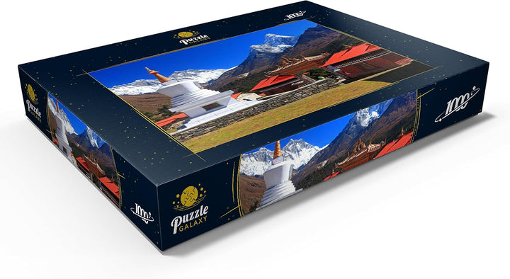 Stupa in der buddhistischen Klosteranlage Tengpoche gegen Mount Everest - Premium 1000 Teile Puzzle