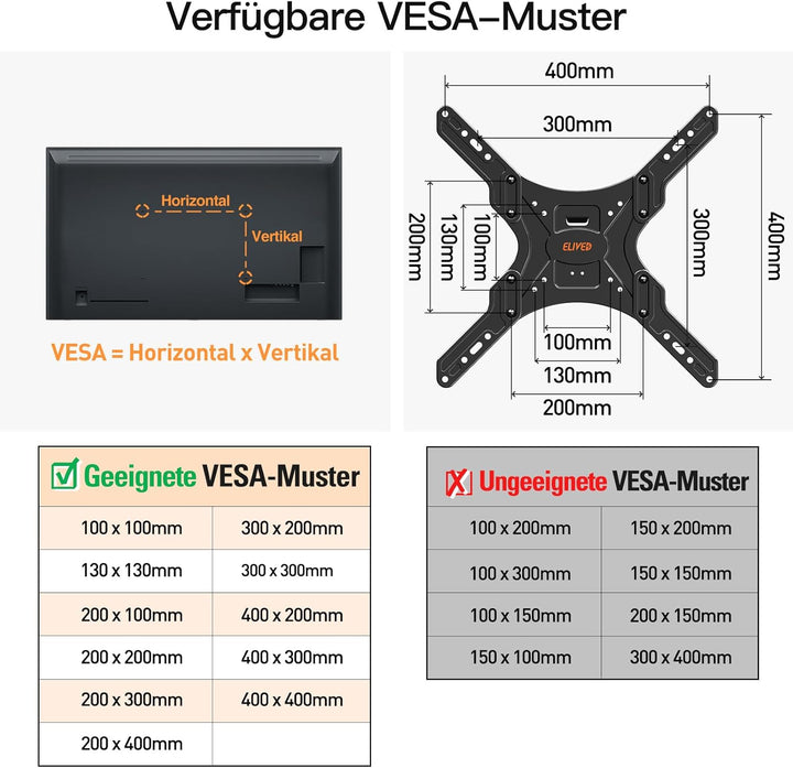 ELIVED Lang Arm TV Wandhalterung für die meisten 26-65 Zoll Fernseher, Eck TV Halterung Ausziehbar 9